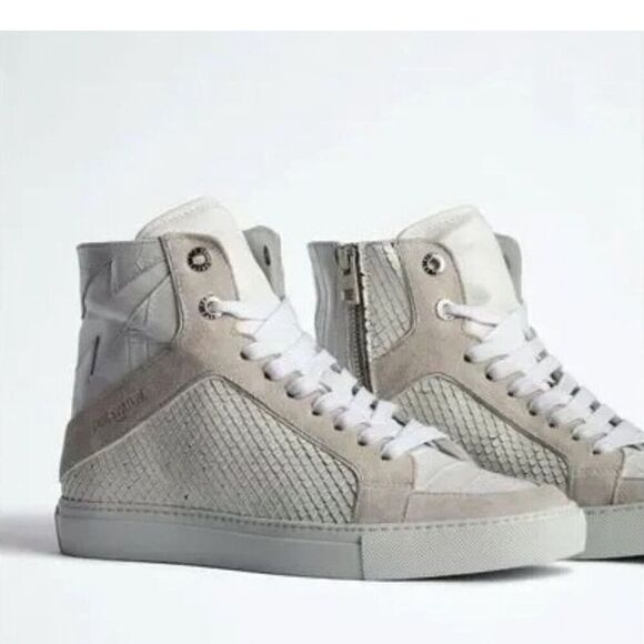 NIB Zadig & Voltaire High Flash Keith Leather Sneaker in White - Picture 1 of 15